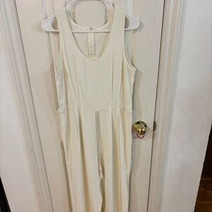 Vintage Thrifted white jumpsuit with rope waist tie
